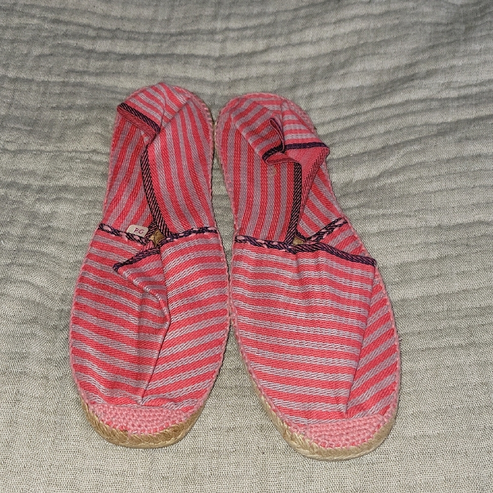 New Pare Gabia Pink & Gray Stripped  Espadrilles SZ 39🏖